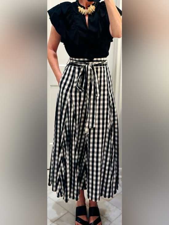 Who What Wear Dresses & Skirts - Who What Wear Black & White Gingham Tie-Waist Maxi Skirt. Size Small